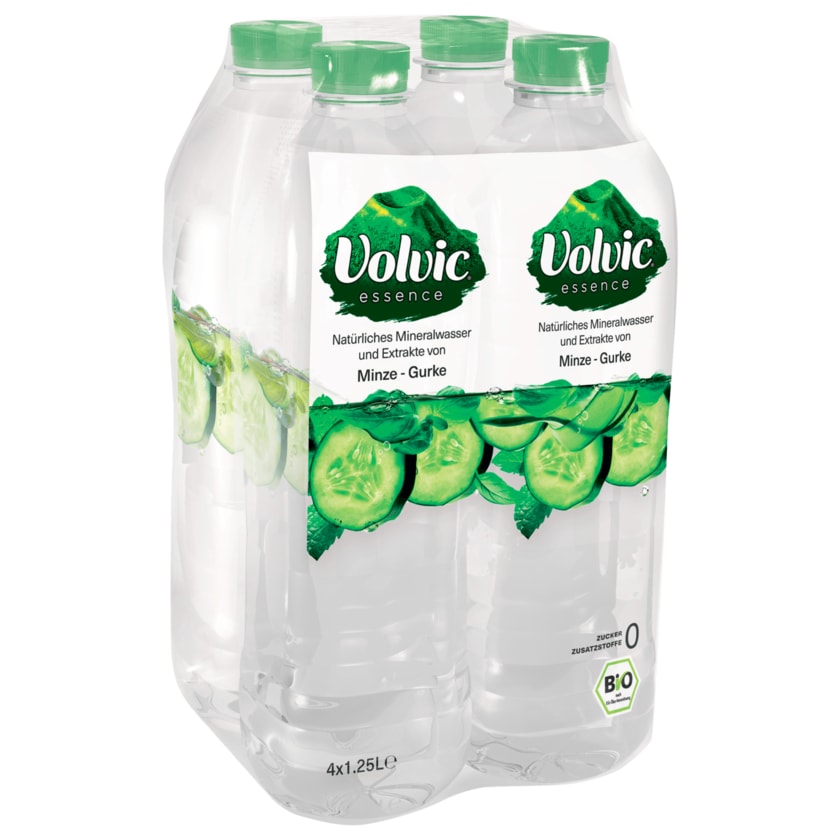Volvic Essence Wasser mit Geschmack Minze-Gurke 4x1,25l